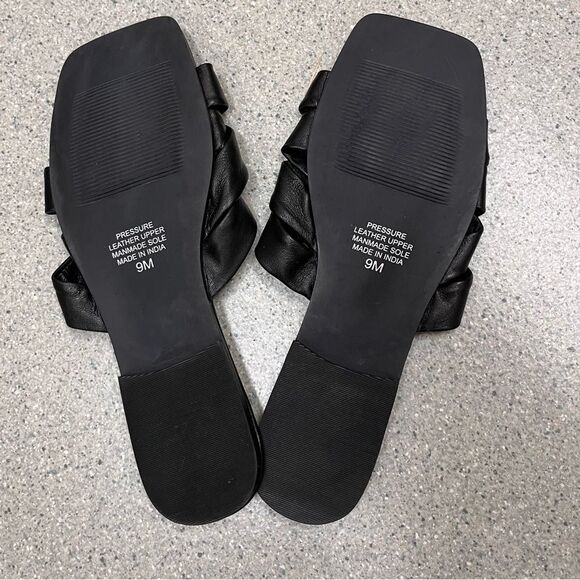 Matisse Pressure Slide Sandals Slip On Black Leather Flats 9 - Picture 8 of 8